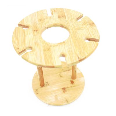 Cabilock 6holes Nature Solid Wooden Wine Glass Holder European Style Drying Rack for Stemware Easy to Assemble and Clean Upside down Goblet Display Stand