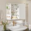 COSTWAY Medicine Cabinet with Mirror, Wall Mounted Bathroom Storage Cabinet with Mirror Door and Adjustable Shelves, Space-Saving Storage Organizer for Living Room Kitchen Entryway (White) view 2