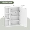 COSTWAY Medicine Cabinet with Mirror, Wall Mounted Bathroom Storage Cabinet with Mirror Door and Adjustable Shelves, Space-Saving Storage Organizer for Living Room Kitchen Entryway (White) view 3
