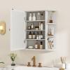 COSTWAY Medicine Cabinet with Mirror, Wall Mounted Bathroom Storage Cabinet with Mirror Door and Adjustable Shelves, Space-Saving Storage Organizer for Living Room Kitchen Entryway (White) view 4
