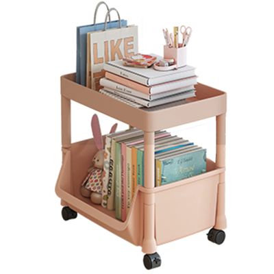 Multifunctional Rolling Cart with Hooks, Kitchen/Under Desk Storage Trolley, Rolling Utility Cart for Bathroom Dorm, Adjustable Storage Shelves for Narrow Spaces (Size : A)