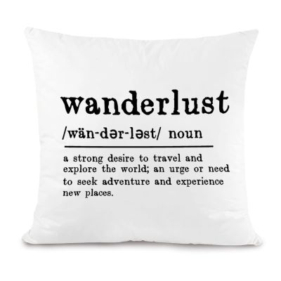 Canvas Wanderlust Definition Throw Pillow Covers 16x16in Funny Farmhouse Pillow Covers Decorative Square Cushion Cover for Couch Home Decor
