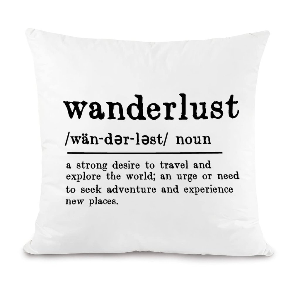 Canvas Wanderlust Definition Throw Pillow Covers 16x16in Funny Farmhouse Pillow Covers Decorative Square Cushion Cover for Couch Home Decor