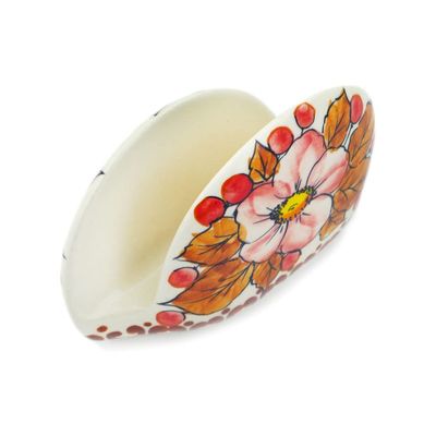 Polmedia Polish Pottery Napkin Holder UNIKAT - Autumn Wedding Pattern Handmade in Boleslawiec Poland + Certificate of Authenticity