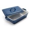Sur La Table Rectangular Stoneware Casserole with Lid, 4 qt, Blue view 1