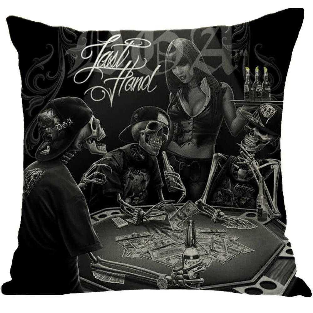 ailishabroy Halloween Skull Pillow Covers One Sided, Home Decor Cotton Linen Sofa Throw Pillow Case Cushion Cover 18" x 18"