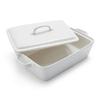 Sur La Table Rectangular Stoneware Casserole with Lid, 4 qt, White view 1