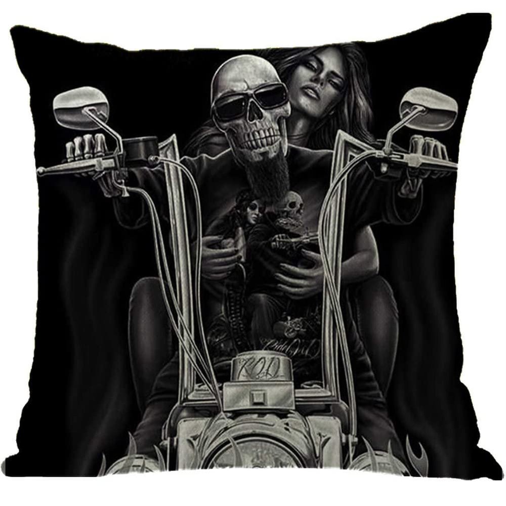 ailishabroy Halloween Skull Pillow Covers One Sided, Home Decor Cotton Linen Sofa Throw Pillow Case Cushion Cover 18" x 18"