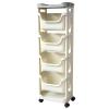 HNXMJ Storage Rolling Cart with Lockable Wheels, Compact Kitchen Trolley for Narrow Spaces, Mobile Utility Cart for Groceries, Light Duty Bathroom Cart Organizer Rolling Shelving Unit, White view 1