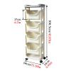 HNXMJ Storage Rolling Cart with Lockable Wheels, Compact Kitchen Trolley for Narrow Spaces, Mobile Utility Cart for Groceries, Light Duty Bathroom Cart Organizer Rolling Shelving Unit, White view 2
