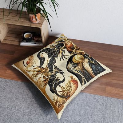 4th House in Virgo Tufted Floor Pillow, Square 30"  30"