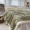 Aesthetic Floral Fleece Thick Warm Blanket for Winter, Cozy Luxury Plush Bed Blankets, Warm and Cozy Fuzzy Blanket (Green,80x90) view 2