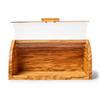 Sur La Table Olivewood Bread Box  14.2" Countertop Bread Storage with Clear Lid & Handle, Crafted from Natural Hardwood with Unique Grain, Keeps Baked Goods Fresher Longer view 2