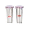 Sumeet Stainless Steel Airtight, Leak Proof, Freezer Safe and Dust Proof Big Glass/Tumbler with Lid Set of 2, Capacity - 600ML, Dia - 9cm (Each) view 1