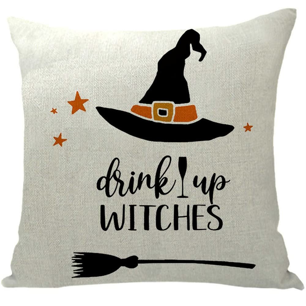 ailishabroy Halloween Skull Pillow Covers One Sided, Home Decor Cotton Linen Sofa Throw Pillow Case Cushion Cover 18" x 18"