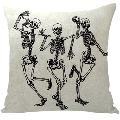 ailishabroy Halloween Skull Pillow Covers One Sided, Home Decor Cotton Linen Sofa Throw Pillow Case Cushion Cover 18" x 18"