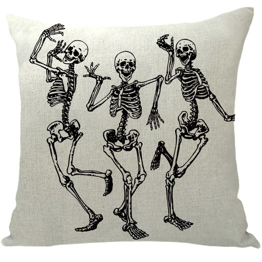 ailishabroy Halloween Skull Pillow Covers One Sided, Home Decor Cotton Linen Sofa Throw Pillow Case Cushion Cover 18" x 18"