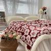 Aesthetic Floral Fleece Thick Warm Blanket for Winter, Cozy Luxury Plush Bed Blankets, Warm and Cozy Fuzzy Blanket (Red Rose,80x90) view 2