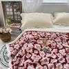 Aesthetic Floral Fleece Thick Warm Blanket for Winter, Cozy Luxury Plush Bed Blankets, Warm and Cozy Fuzzy Blanket (Red Rose,80x90) view 4