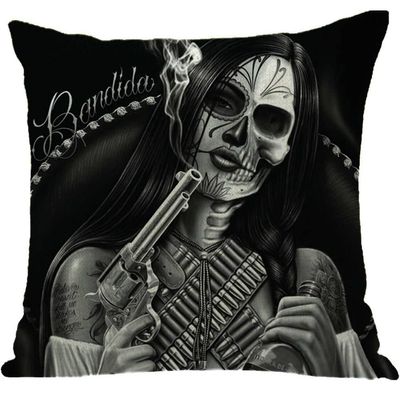 ailishabroy Halloween Skull Pillow Covers One Sided, Home Decor Cotton Linen Sofa Throw Pillow Case Cushion Cover 18" x 18"