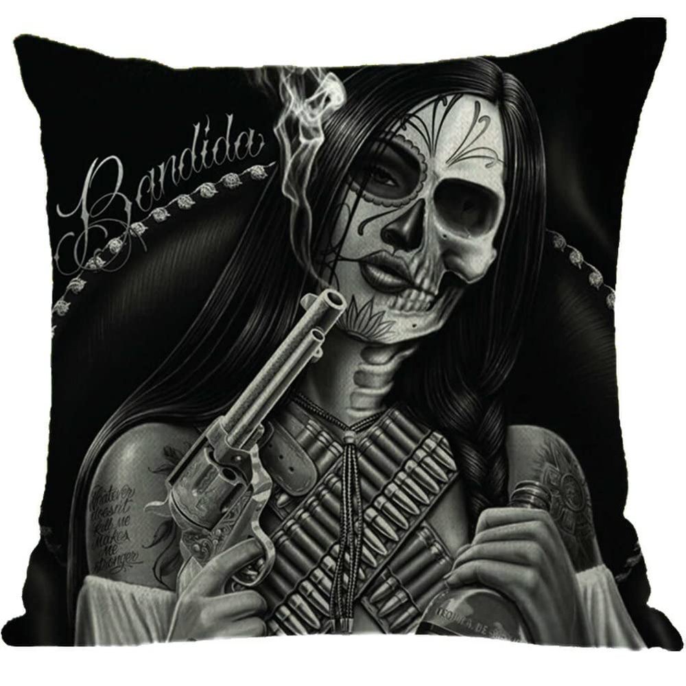 ailishabroy Halloween Skull Pillow Covers One Sided, Home Decor Cotton Linen Sofa Throw Pillow Case Cushion Cover 18" x 18"