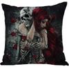ailishabroy Halloween Skull Pillow Covers One Sided, Home Decor Cotton Linen Sofa Throw Pillow Case Cushion Cover 18" x 18" view 1