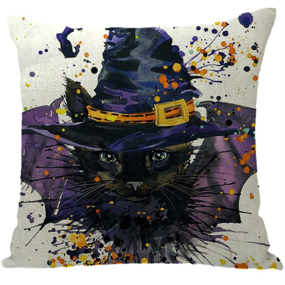 ailishabroy Halloween Skull Pillow Covers One Sided, Home Decor Cotton Linen Sofa Throw Pillow Case Cushion Cover 18" x 18"