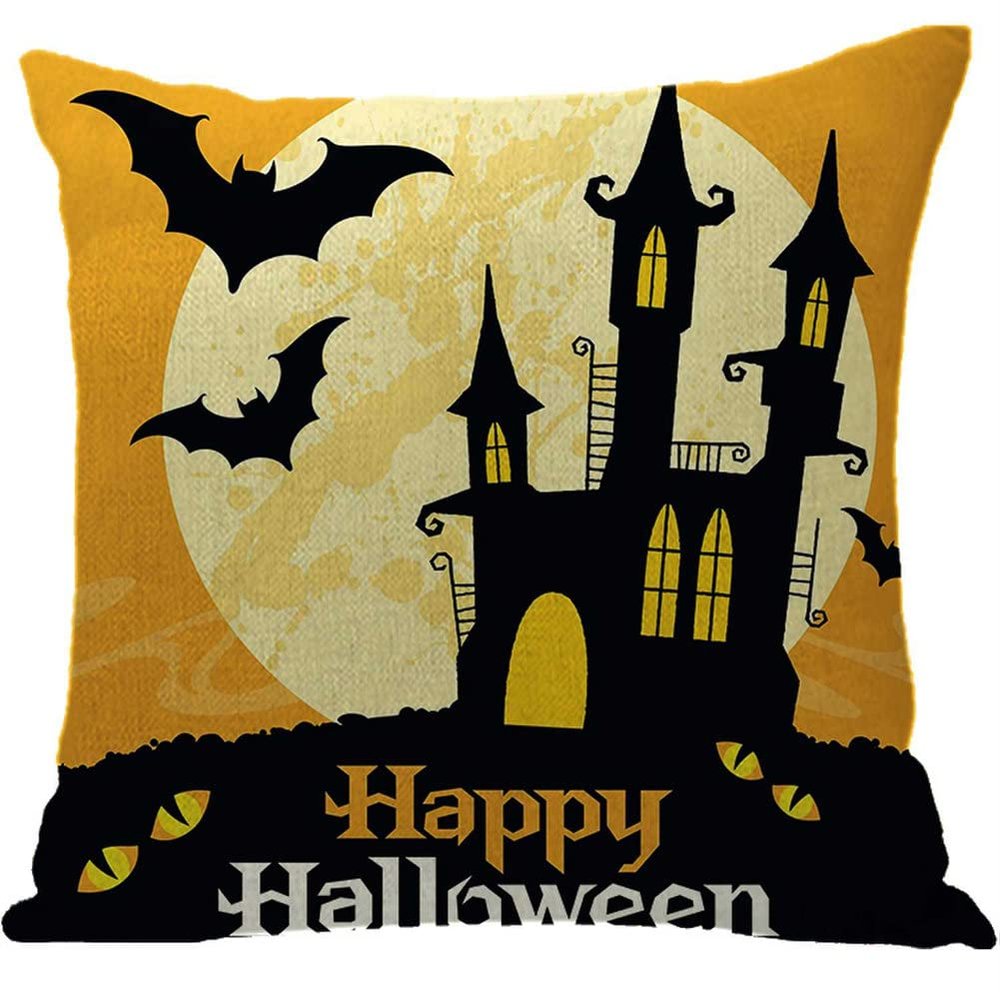 ailishabroy Halloween Skull Pillow Covers One Sided, Home Decor Cotton Linen Sofa Throw Pillow Case Cushion Cover 18" x 18"