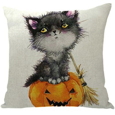 ailishabroy Halloween Skull Pillow Covers One Sided, Home Decor Cotton Linen Sofa Throw Pillow Case Cushion Cover 18" x 18"