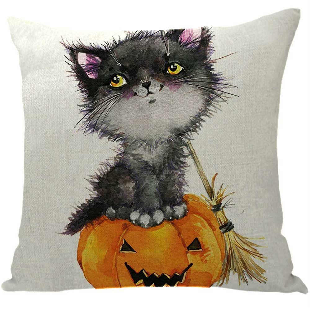 ailishabroy Halloween Skull Pillow Covers One Sided, Home Decor Cotton Linen Sofa Throw Pillow Case Cushion Cover 18" x 18"