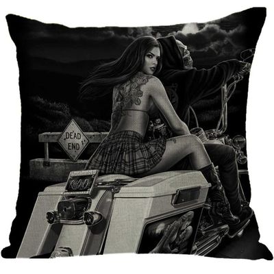 ailishabroy Halloween Skull Pillow Covers One Sided, Home Decor Cotton Linen Sofa Throw Pillow Case Cushion Cover 18" x 18"