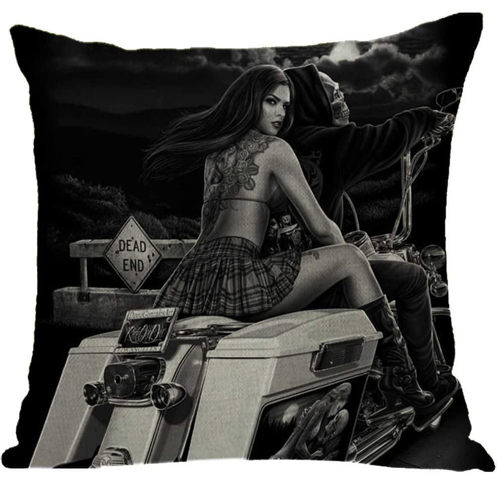 ailishabroy Halloween Skull Pillow Covers One Sided, Home Decor Cotton Linen Sofa Throw Pillow Case Cushion Cover 18" x 18"