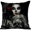 ailishabroy Halloween Skull Pillow Covers One Sided, Home Decor Cotton Linen Sofa Throw Pillow Case Cushion Cover 18" x 18" view 1
