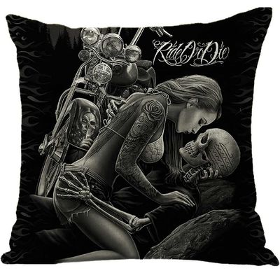ailishabroy Halloween Skull Pillow Covers One Sided, Home Decor Cotton Linen Sofa Throw Pillow Case Cushion Cover 18" x 18"