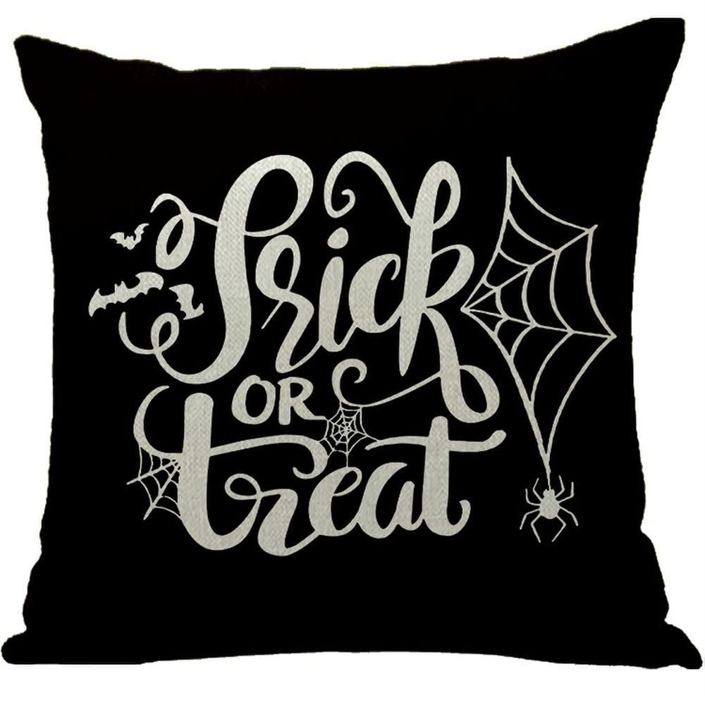 ailishabroy Halloween Skull Pillow Covers One Sided, Home Decor Cotton Linen Sofa Throw Pillow Case Cushion Cover 18" x 18"
