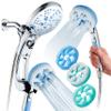 Hotel Spa AquaCare High Pressure 6-in-1 Aquassage - 76-mode 3-way Combo, Showerhead, Hand Shower, Body Brush, Hair Brush & Arm in One Two Brackets, Extra-long 6 foot Stainless Steel Hose view 1