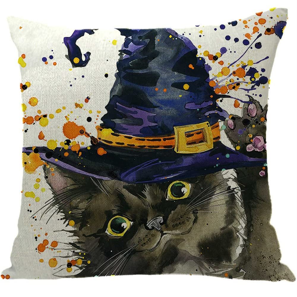 ailishabroy Halloween Skull Pillow Covers One Sided, Home Decor Cotton Linen Sofa Throw Pillow Case Cushion Cover 18" x 18"
