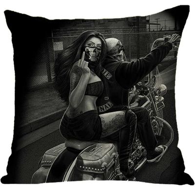 ailishabroy Halloween Skull Pillow Covers One Sided, Home Decor Cotton Linen Sofa Throw Pillow Case Cushion Cover 18" x 18"