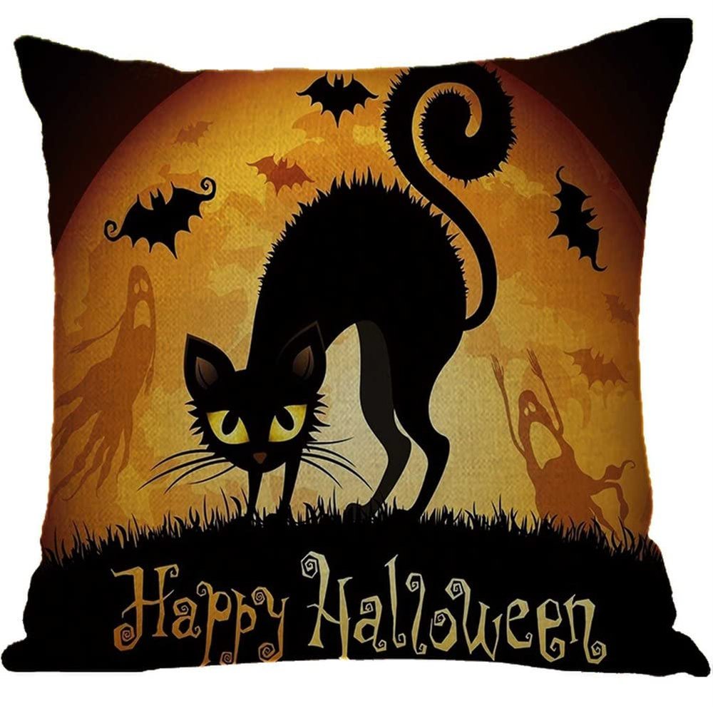 ailishabroy Halloween Skull Pillow Covers One Sided, Home Decor Cotton Linen Sofa Throw Pillow Case Cushion Cover 18" x 18"
