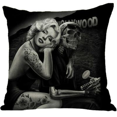 ailishabroy Halloween Skull Pillow Covers One Sided, Home Decor Cotton Linen Sofa Throw Pillow Case Cushion Cover 18" x 18"