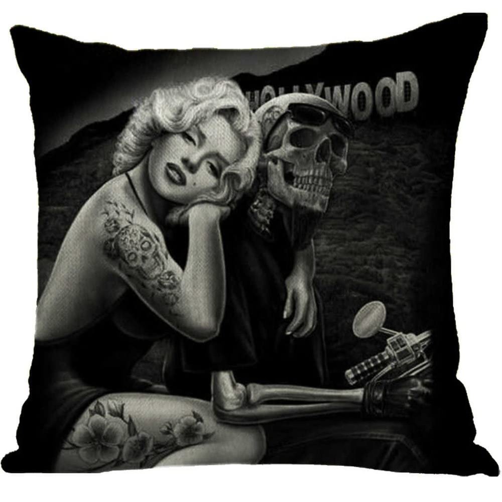 ailishabroy Halloween Skull Pillow Covers One Sided, Home Decor Cotton Linen Sofa Throw Pillow Case Cushion Cover 18" x 18"