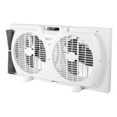 Comfort Zone 9-Inch 3-Speed Reversible Twin Window Fan  Dual Blade Window Exhaust Fan with Auto-Locking Expanders, 22.25" to 33" Wide  Tabletop Feet & Removable Bug Screen included