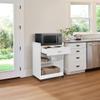 Kings Brand Furniture Dellow Microwave Cart with Storage Shelves and Drawer - 2 Shelf Veneers & Wood Kitchen Cart with Storage - Lockable & Unlockable Microwave Wooden Cart with Wheels - White view 1