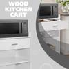 Kings Brand Furniture Dellow Microwave Cart with Storage Shelves and Drawer - 2 Shelf Veneers & Wood Kitchen Cart with Storage - Lockable & Unlockable Microwave Wooden Cart with Wheels - White view 2