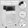 Kings Brand Furniture Dellow Microwave Cart with Storage Shelves and Drawer - 2 Shelf Veneers & Wood Kitchen Cart with Storage - Lockable & Unlockable Microwave Wooden Cart with Wheels - White view 3