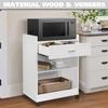 Kings Brand Furniture Dellow Microwave Cart with Storage Shelves and Drawer - 2 Shelf Veneers & Wood Kitchen Cart with Storage - Lockable & Unlockable Microwave Wooden Cart with Wheels - White view 4