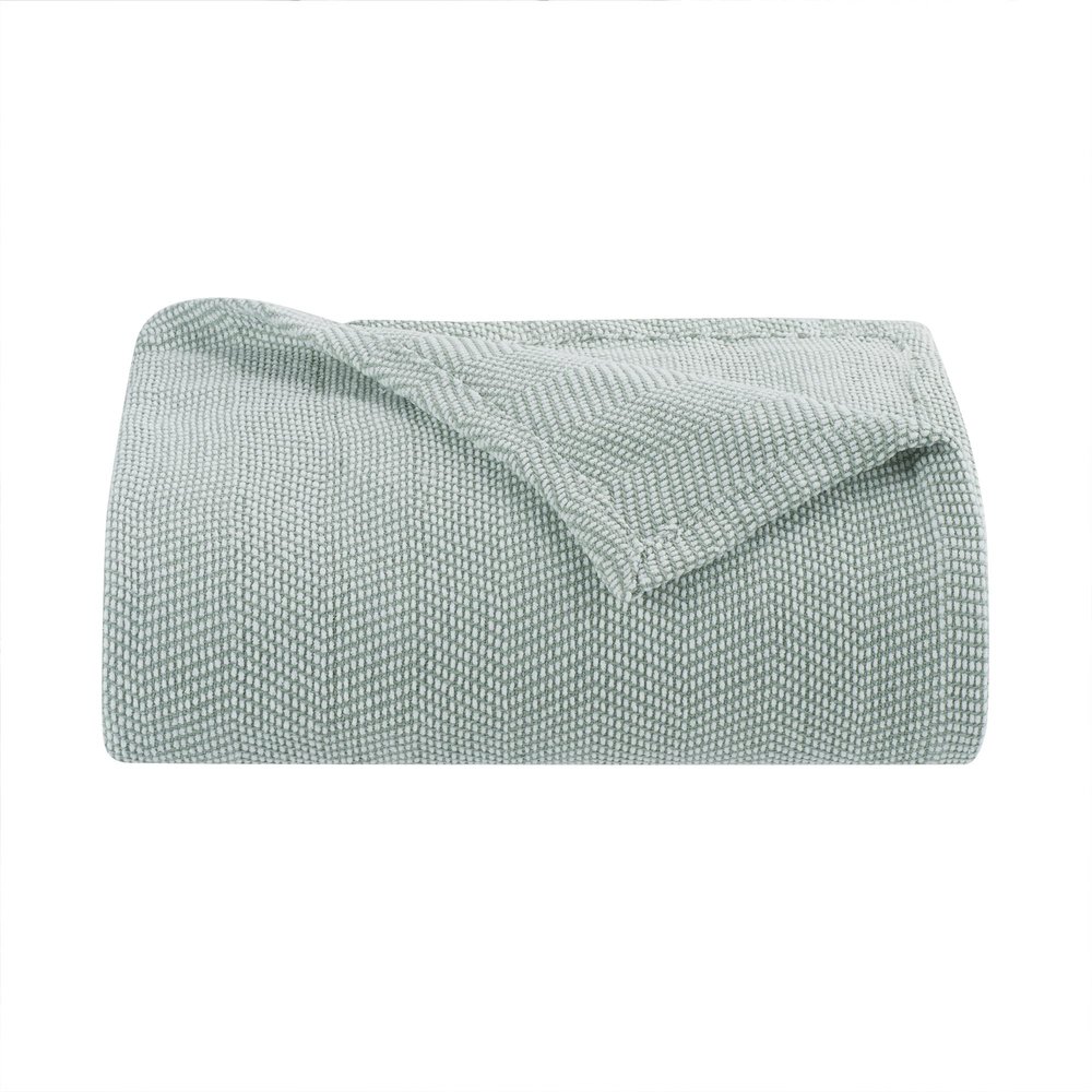 Aston & Arden Chenille Throw Blanket - 100% Ringspun Cotton All Season, Luxury Hotel Quality, Soft on Skin, Breathable, Heavyweight 400 GSM for Bed, Sofa, and Chair, Queen, Pistachio Green