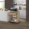 Kings Brand Furniture Dellow Microwave Cart with Storage Shelves and Drawer - 2 Shelf Veneers & Wood Kitchen Cart with Storage - Lockable & Unlockable Microwave Wooden Cart with Wheels - Beech view 1