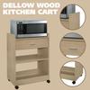 Kings Brand Furniture Dellow Microwave Cart with Storage Shelves and Drawer - 2 Shelf Veneers & Wood Kitchen Cart with Storage - Lockable & Unlockable Microwave Wooden Cart with Wheels - Beech view 3