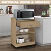Kings Brand Furniture Dellow Microwave Cart with Storage Shelves and Drawer - 2 Shelf Veneers & Wood Kitchen Cart with Storage - Lockable & Unlockable Microwave Wooden Cart with Wheels - Beech view 4